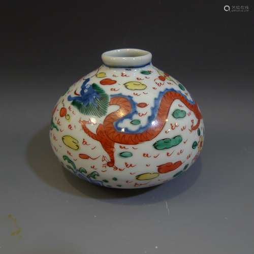 ANTIQUE CHINESE WUCAI PORCELAIN WATER COUPE - WANLI MARK