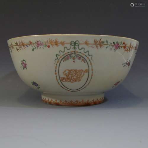 ANTIQUE CHINESE FAMILLE ROSE PORCELAIN BOWL - 18TH CENTURY