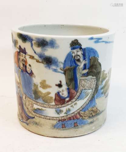 LARGE CHINESE FAMILLE  ROSE BRUSH POT