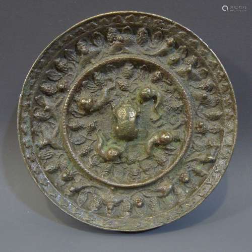 ANTIQUE CHINESE BRONZE MIRROR - TANG DYNASTY