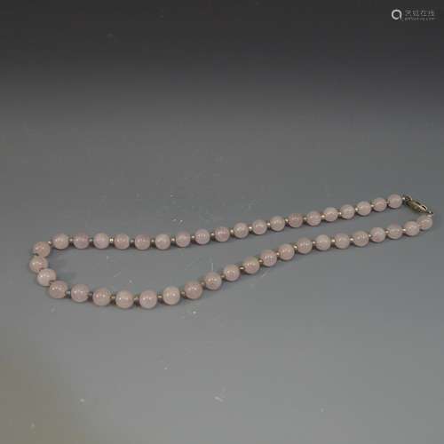 VINTAGE ROSE QUARTZ BEADS NECKLACE