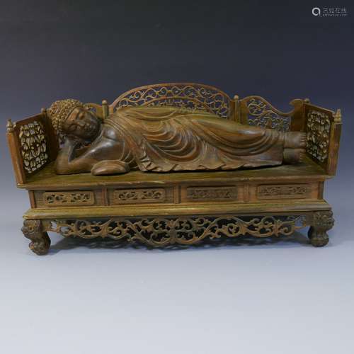 ANTIQUE CHINESE CARVED JICHI WOOD BUDDHA