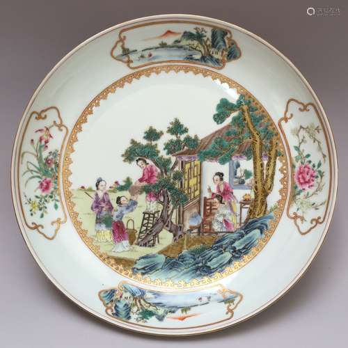 A FAMILLE ROSE PORCELAIN  DISH  YONGZHENG MARK 20TH CENTURY