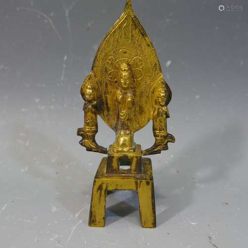 ANTIQUE CHINESE GILT BRONZE BUDDHA - NORTHERN WEI PERIOD