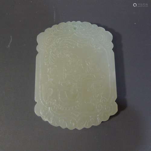 ANTIQUE CHINESE CARVED JADE PENDANT - REPUBLIC PERIOD