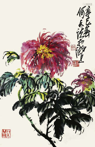 何水法 花卉 立轴 纸本