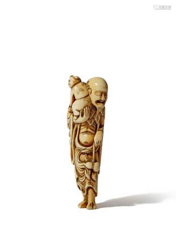 A TALL JAPANESE IVORY NETSUKE