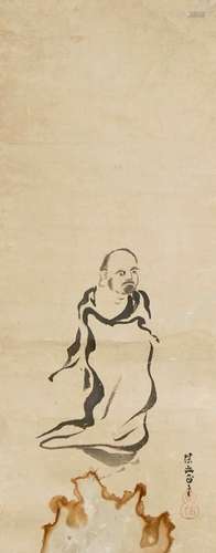 A JAPANESE PAINTING ON PAPER OF DARUMA