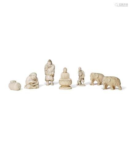 SEVEN JAPANESE IVORY CARVINGS