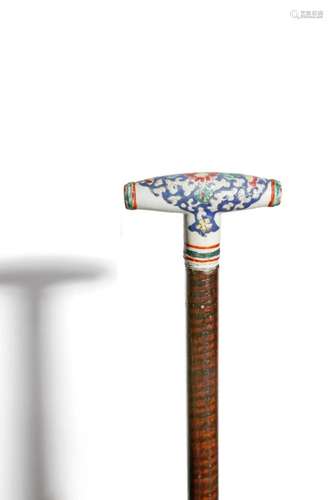 A CHINESE HARDWOOD WALKING CANE