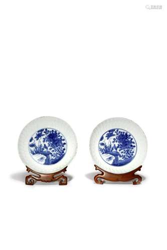 A PAIR OF CHINESE BLUE AND WHITE DISHES