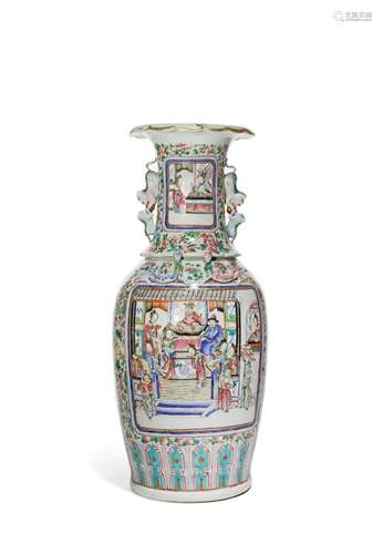 A LARGE CHINESE CANTON FAMILLE ROSE VASE