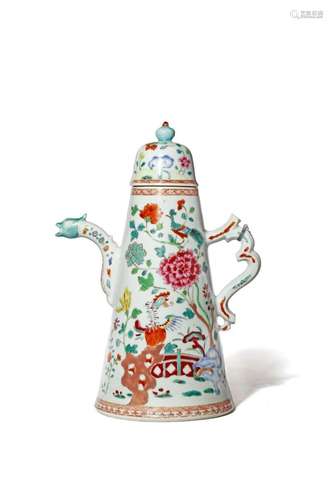 A CHINESE FAMILLE ROSE COFFEE POT AND COVER