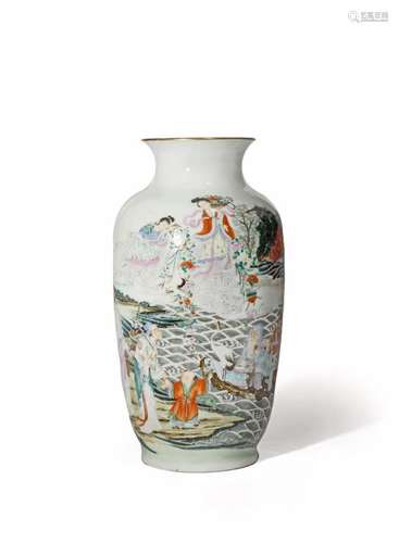 A CHINESE FAMILLE ROSE OVOID VASE