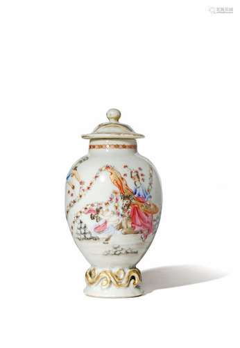 A CHINESE FAMILLE ROSE VASE AND COVER