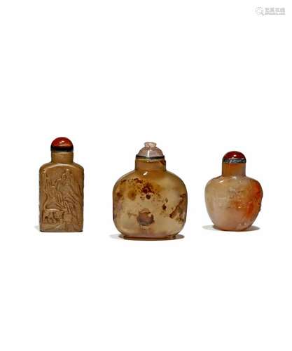 *THREE CHINESE SNUFF BOTTLES