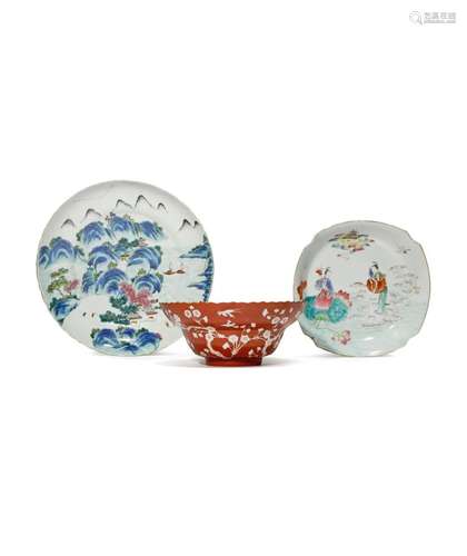 TWO CHINESE FAMILLE ROSE DISHES