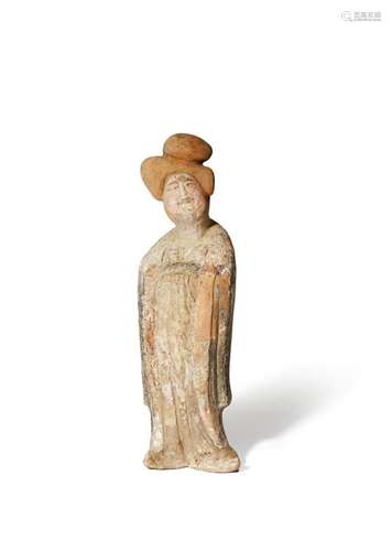 A CHINESE POTTERY MODEL OF A COURT LADY