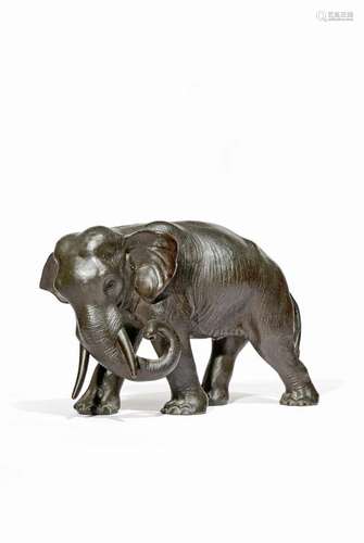 A JAPANESE BRONZE MODEL OF AN ELEPHANT