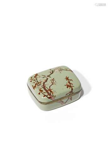 A SMALL JAPANESE CLOISONNE ENAMEL BOX AND COVER