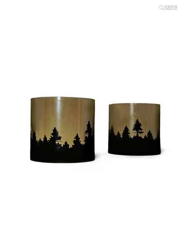 A PAIR OF JAPANESE LACQUER BRAZIERS