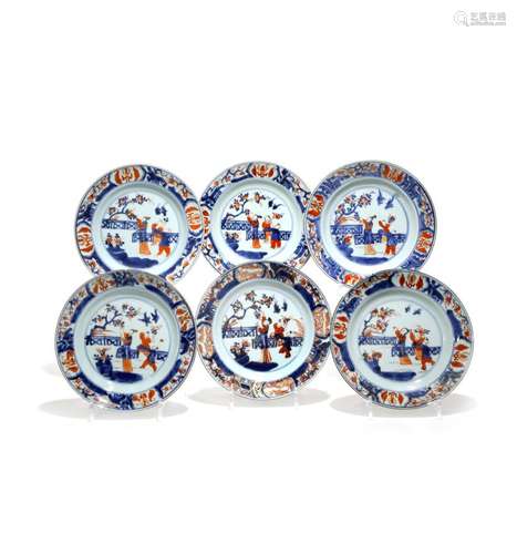 A SET OF SIX CHINESE IMARI PLATES