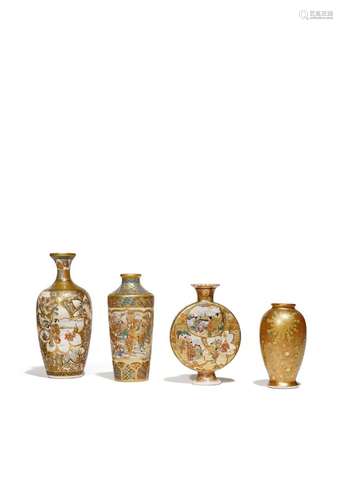 FOUR JAPANESE SATSUMA VASES