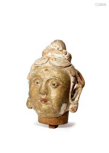 A CHINESE STUCCO MODEL OF BUDDHA'S HEAD