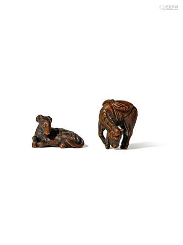 TWO JAPANESE WOOD NETSUKE