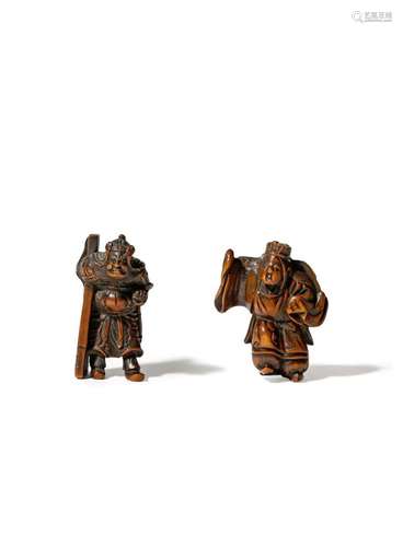 TWO JAPANESE WOOD NETSUKE