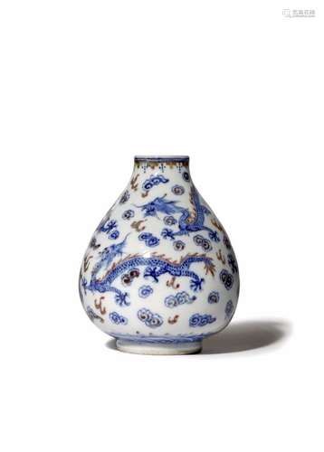 A SMALL CHINESE UNDERGLAZE BLUE AND COPPER-RED VASE