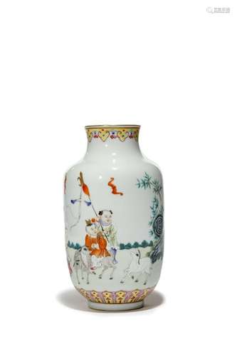 A CHINESE FAMILLE ROSE OVOID VASE