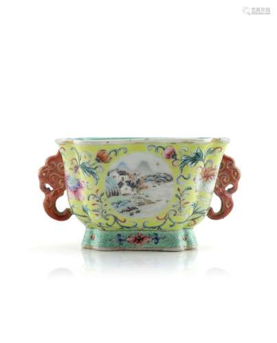 A CHINESE FAMILLE ROSE TWO-HANDLED BOWL