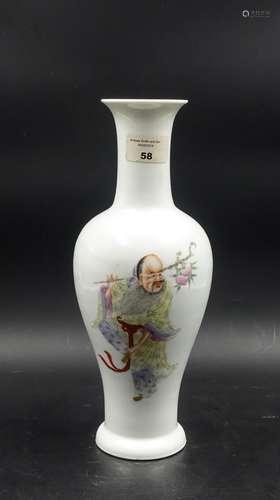 CHINESE PAINTED PORCELAIN SHOU FIGURE VASE