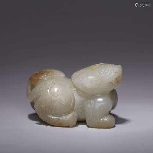 CHINESE WHITE JADE CARVED BIXI BEAST