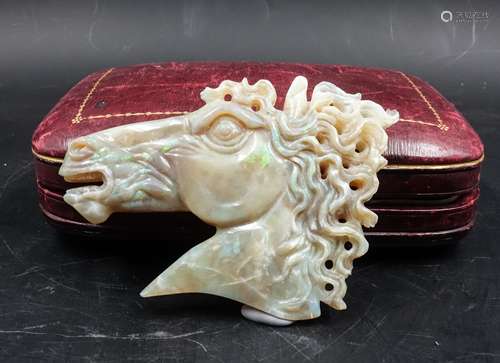 ITALIAN OPAL CARVED HORSE HEAD