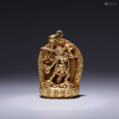 CHINESE TIBETAN GOLD PENDANT OF DAKINI