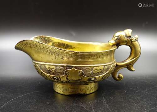 CHINESE GILT BRONZE WINE CUP