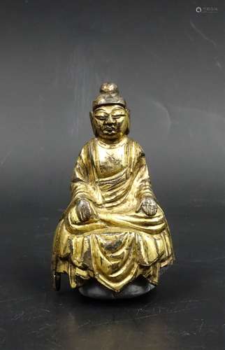 CHINESE TANG DYNASTY GILT BRONZE BUDDHA