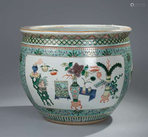 CHINESE TURQUOISE GROUND WUCAI FISH BOWL