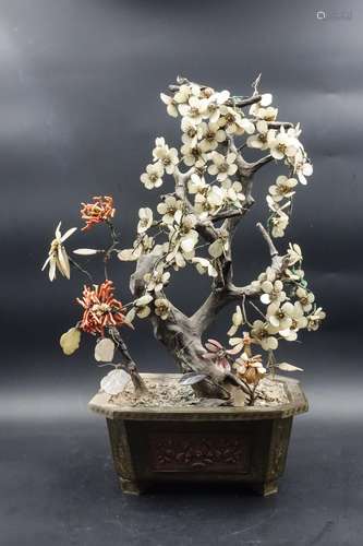 CHINESE JADE AND CORAL PLANTERS