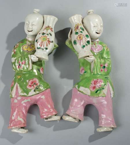 PAIR OF CHINESE FAMILLE ROSE FIGURE OF BOYS