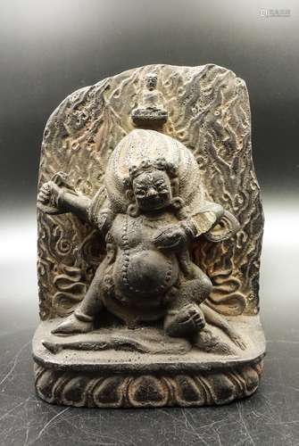 CHINESE MING DYNASTY STONE CARVED YAMANTAKA