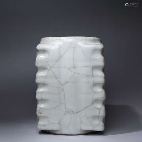 CHINESE CRACKLE GLAZED CONG STYLE VASE