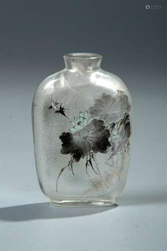 CHINESE INTERIOR PAINTED GLASS SNUFF BOTTLE