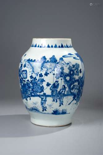 CHINESE BLUE AND WHITE FIGURAL JAR