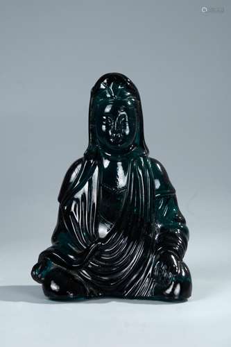 A CHINESE PEKING GLASS FIGURE OF GUANYIN