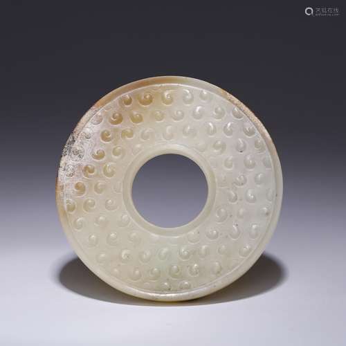 CHINESE WARRING STATE WHITE JADE BI