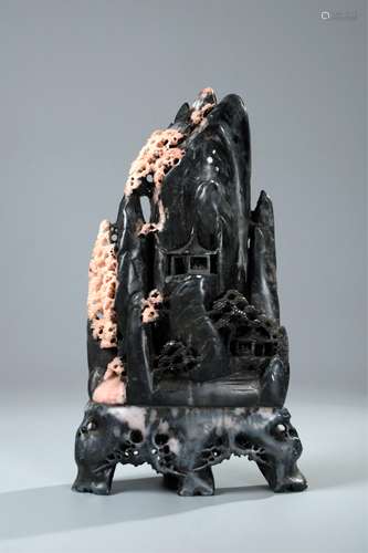 CHINESE SOAP STONE LANDSCAPE CARVING