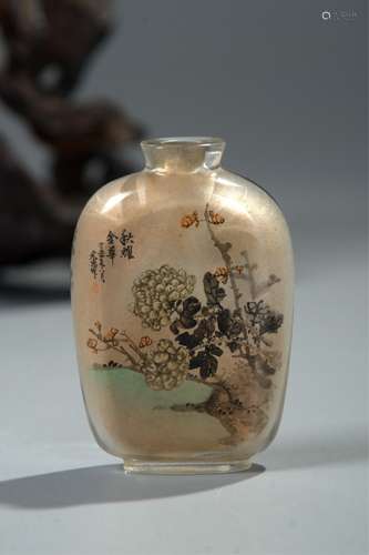 CHINESE INTERIOR PAINTED GLASS SNUFF BOTTLE